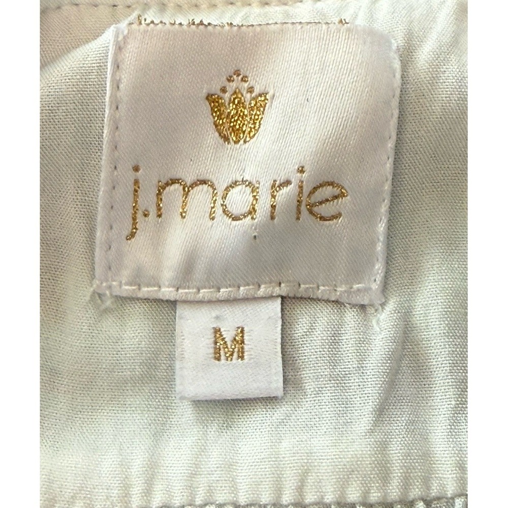 J Marie Kennedy Embroidered Tiered Dress Blue‎ Stripe Flutter Sleeve Boho M - Picture 8 of 9